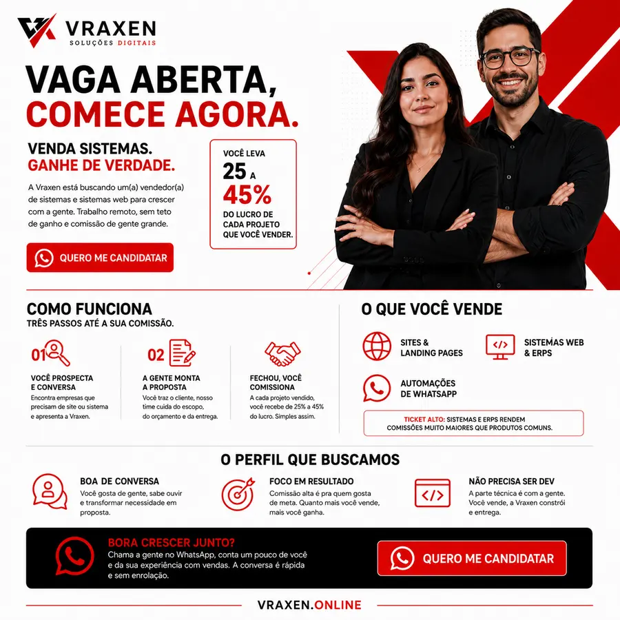 Vaga aberta: vendedor de sistemas
